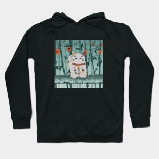 Lucky Cat/Maneki Neko in Bamboo Forest Hoodie